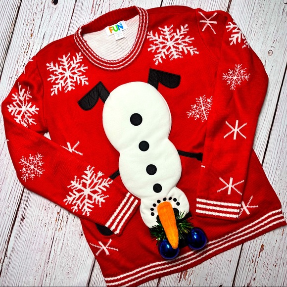 Fun | Sweaters | Funny Snowman Balls Ugly Christmas Sweater | Poshmark